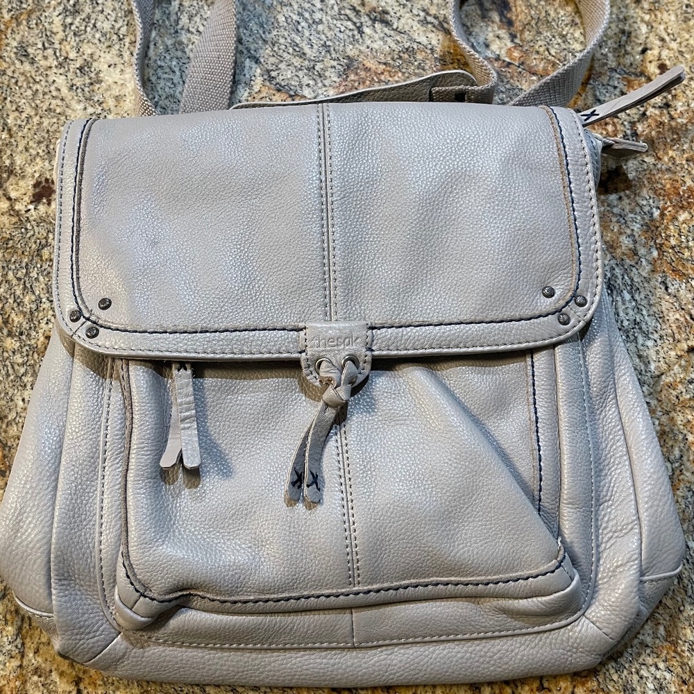 Gray Leather Backpack by The Sak